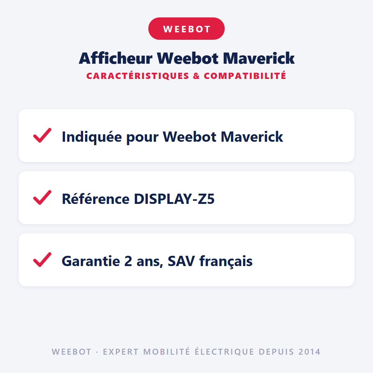 Afficheur Weebot Maverick : caractéristiques et compatibilité