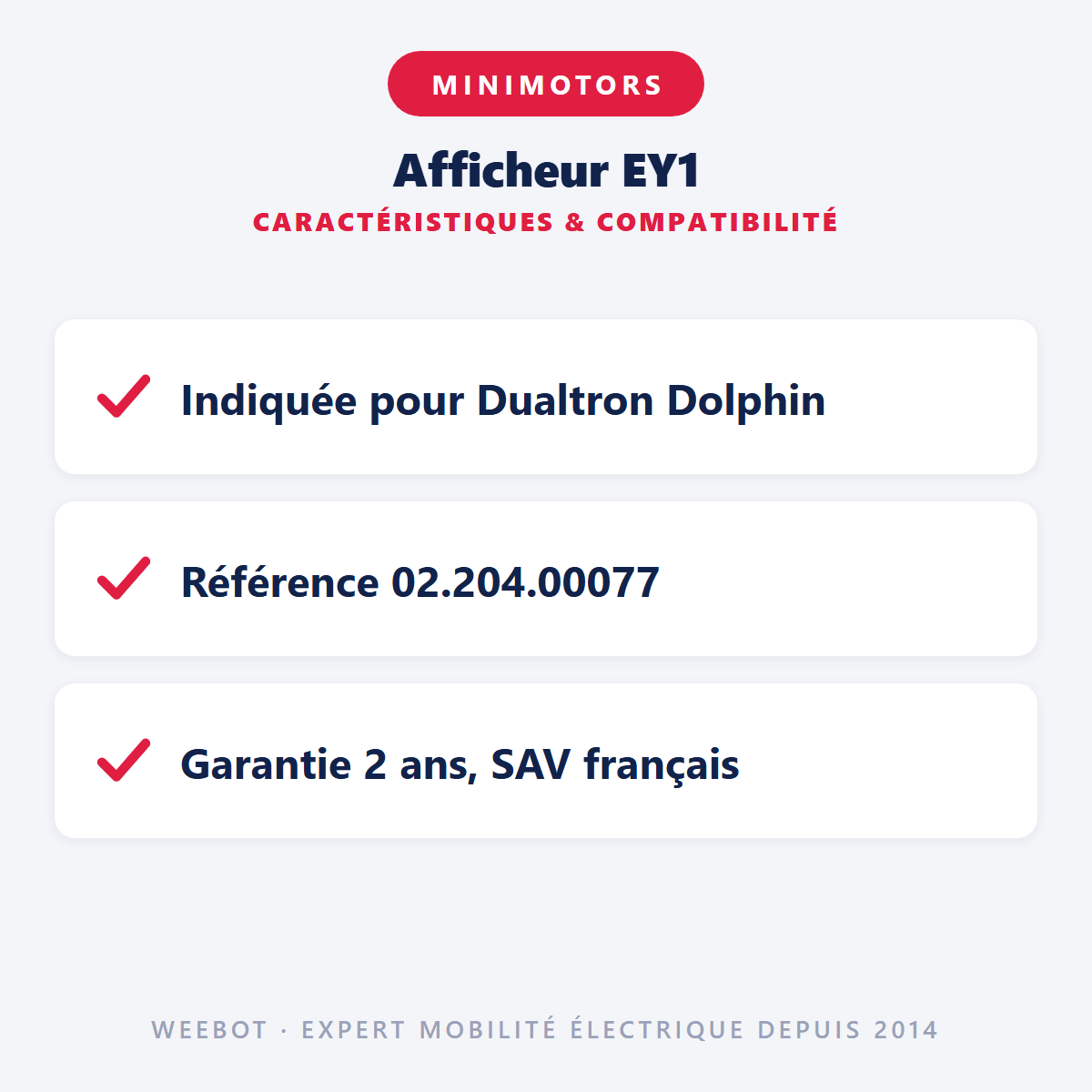 Afficheur EY1 pour Trottinette Électrique Dualtron Dolphin - Weebot