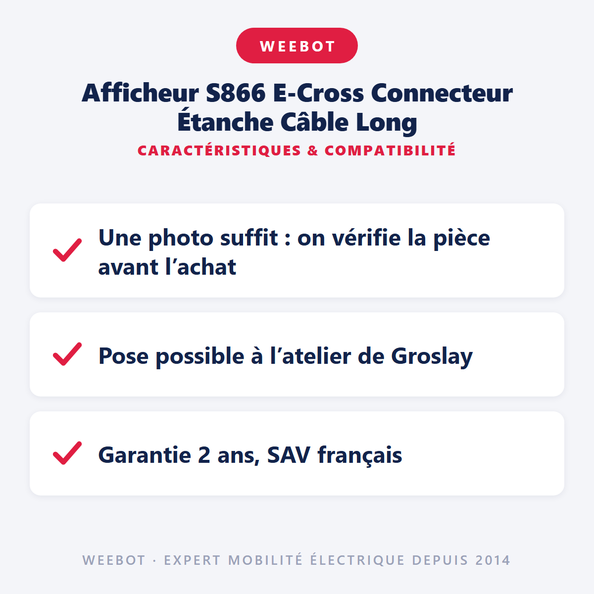 Afficheur S866 E-Cross Connecteur Étanche Câble Long Pour Trottinette Électrique - Weebot