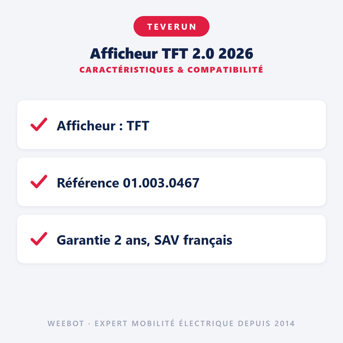 Afficheur TFT 2.0 2026 pour Trottinette Électrique Teverun Fighter - Weebot