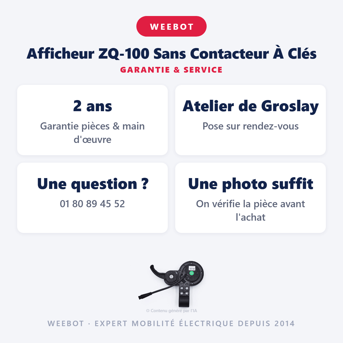 Afficheur ZQ-100 Sans Contacteur À Clés Pour Trottinette Électrique - Weebot