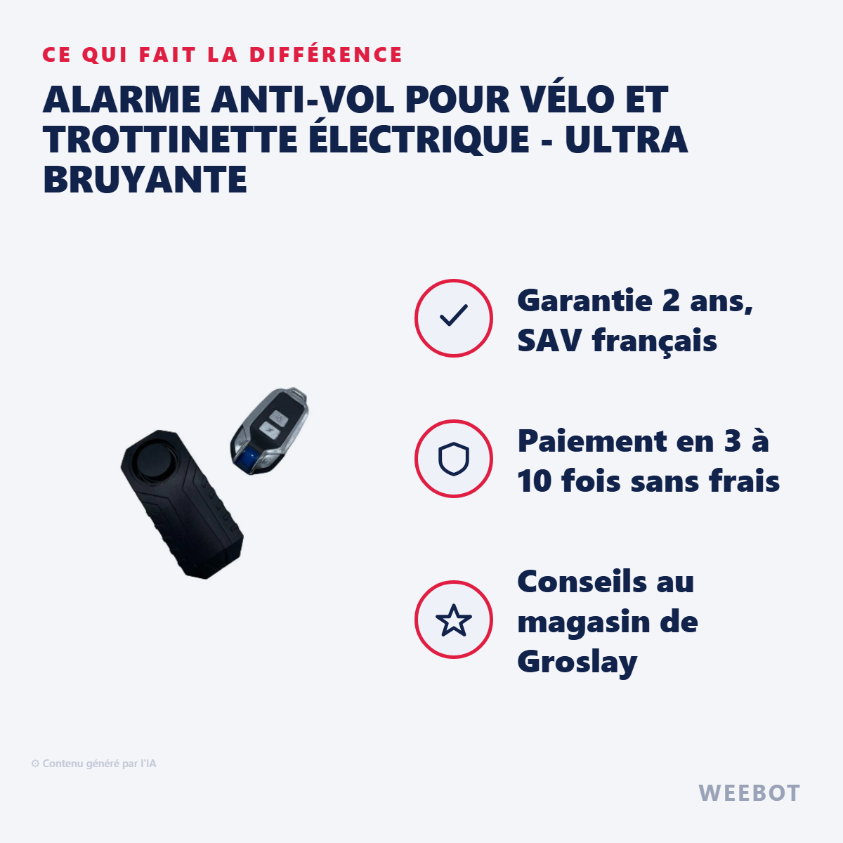 Alarme Anti-Vol pour Vélo et Trottinette Électrique - Ultra Bruyante : les points forts