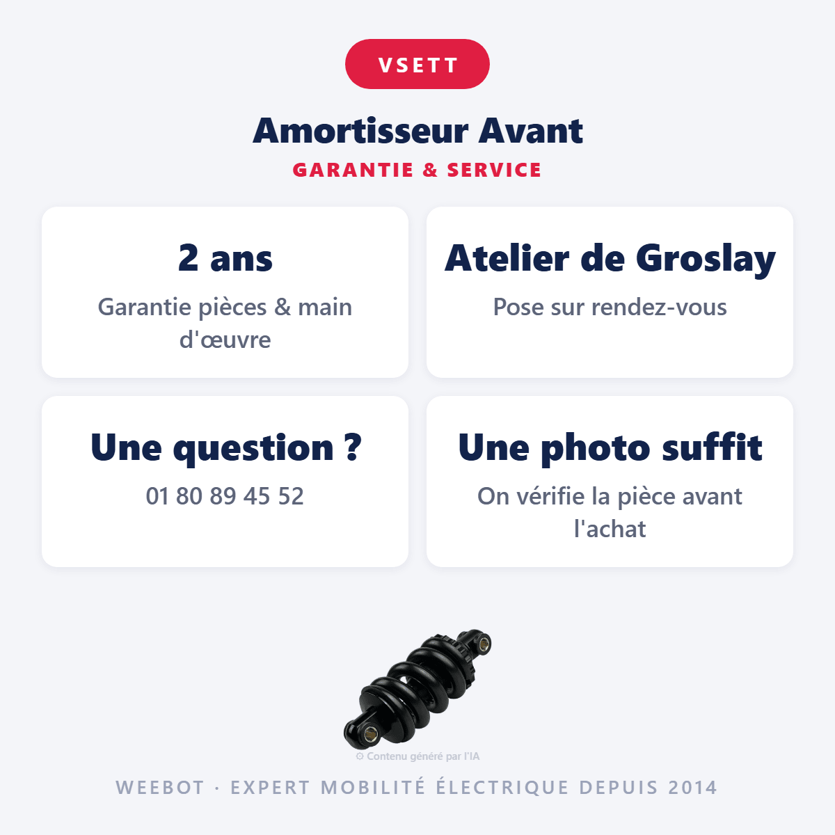 Amortisseur Avant pour Trottinette Électrique Vsett 10+ - Weebot