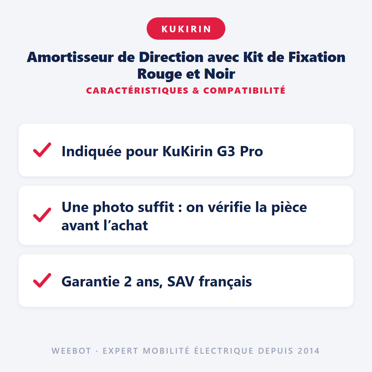 Amortisseur de Direction avec Kit de Fixation Rouge et Noir : caractéristiques et compatibilité