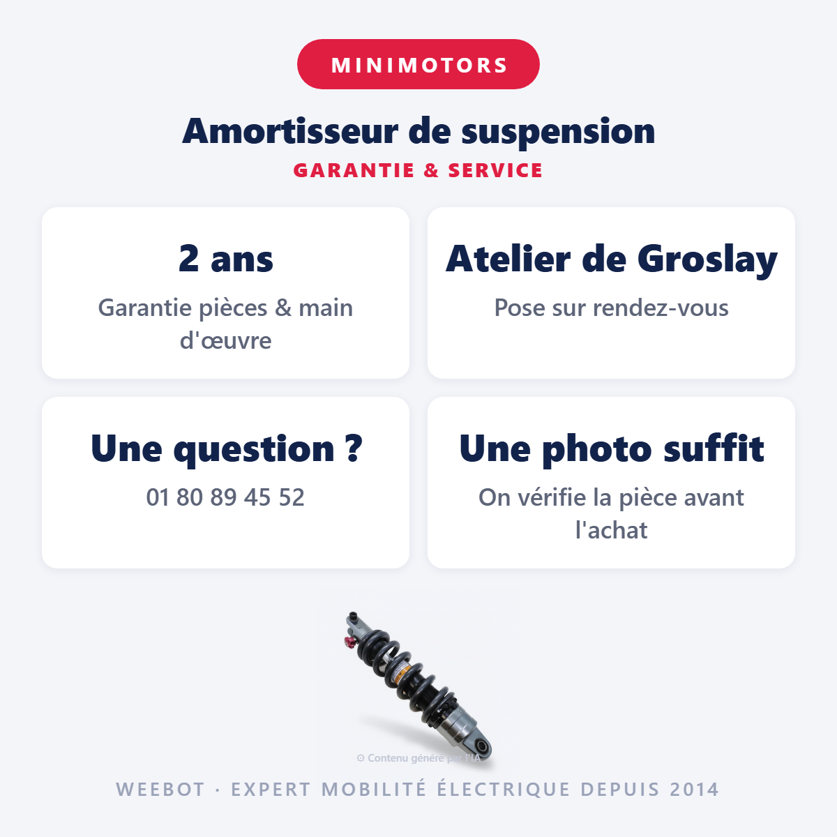 Amortisseur de suspension : garantie 2 ans et service après-vente