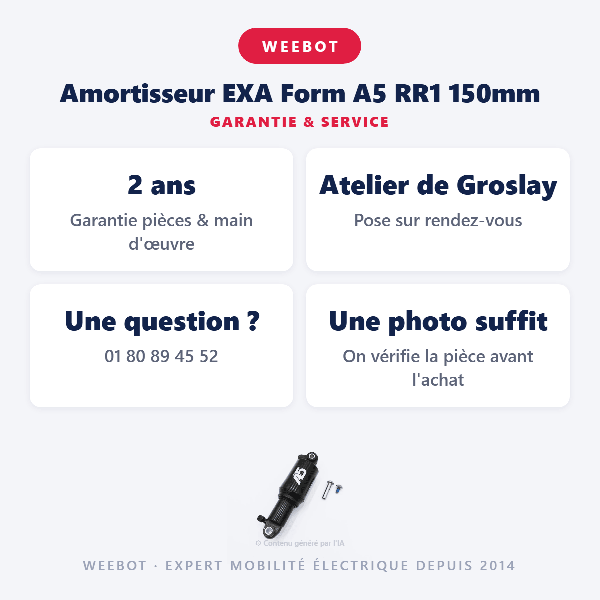 Amortisseur EXA Form A5 RR1 150mm pour Trottinette Électrique - Weebot