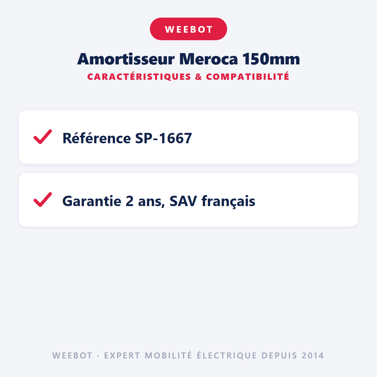 Amortisseur Meroca 150mm pour Trottinette Électrique - Weebot