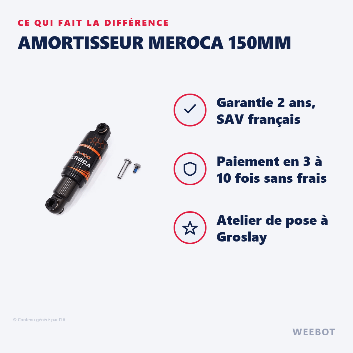 Amortisseur Meroca 150mm pour Trottinette Électrique - Weebot