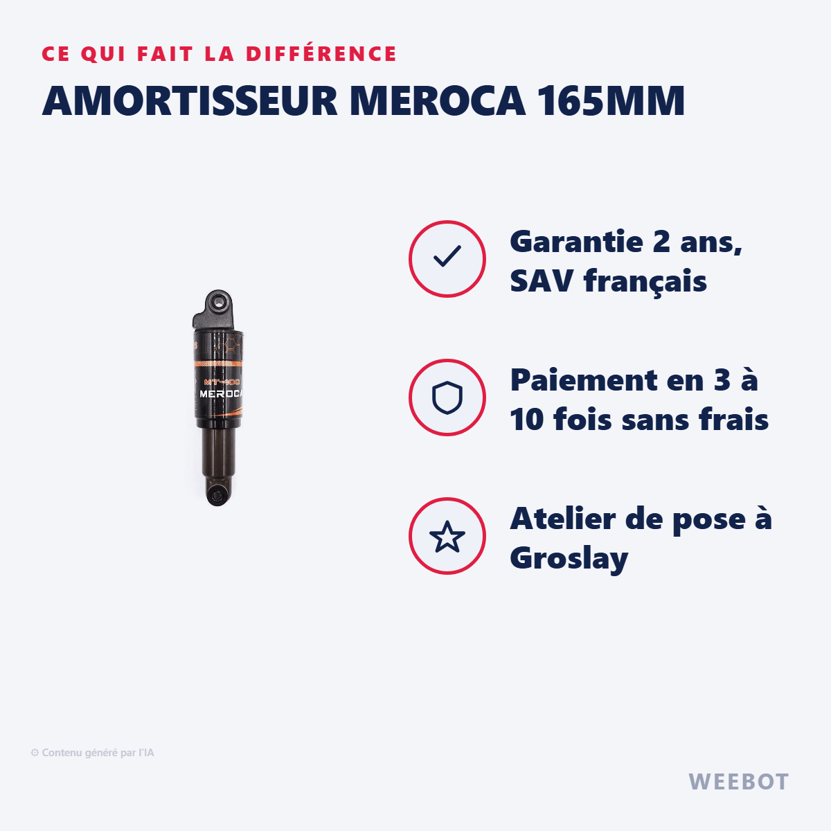 Amortisseur Meroca 165mm pour Trottinette Électrique - Weebot