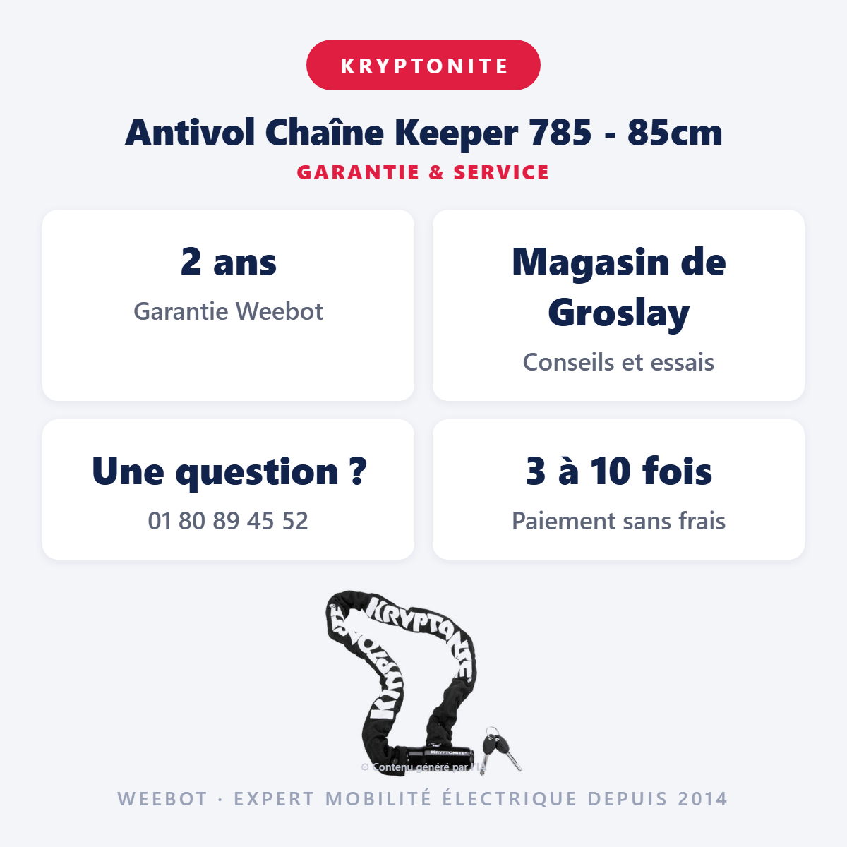 Antivol Chaîne Keeper 785 - 85cm : garantie 2 ans et service après-vente