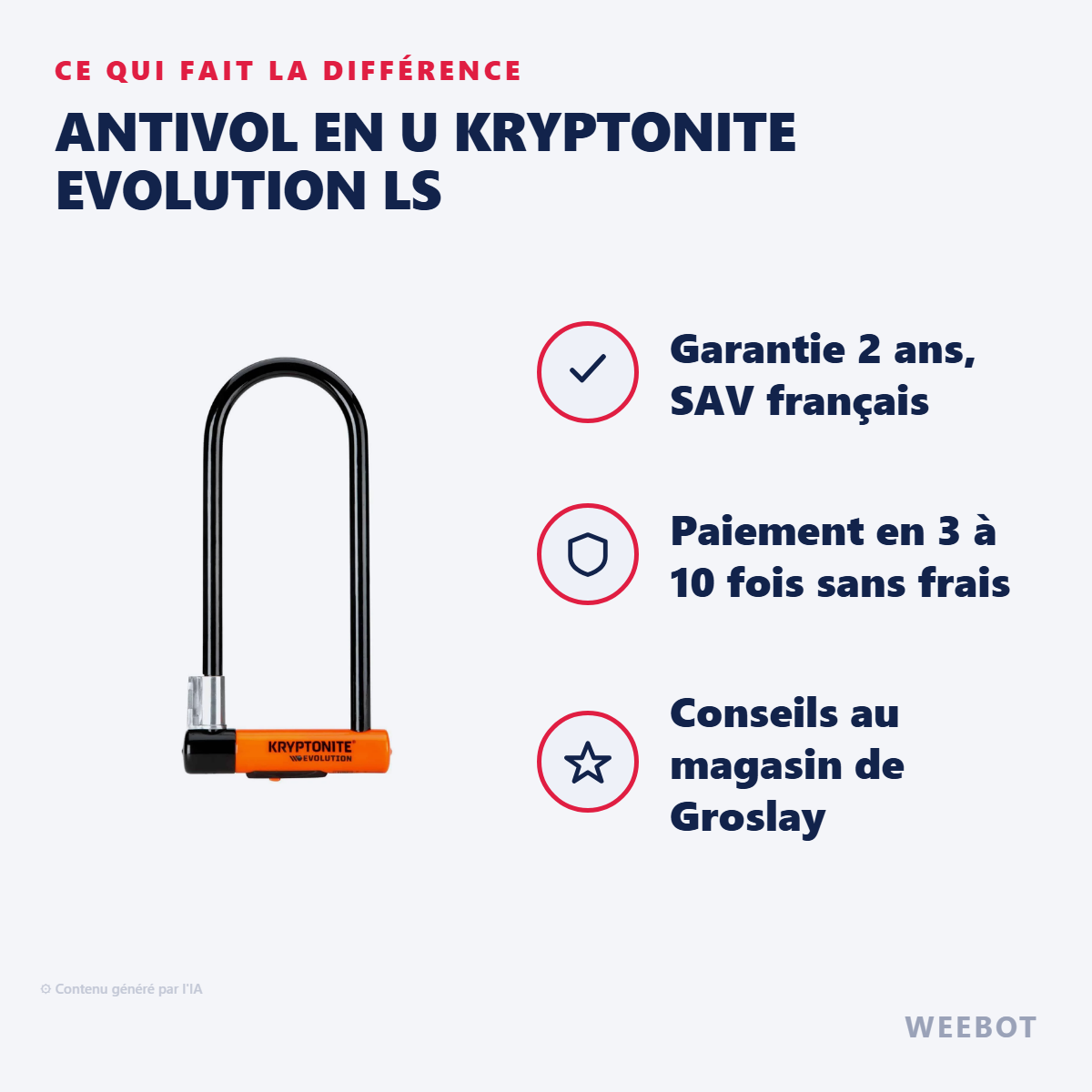 Antivol en U Kryptonite Evolution LS : les points forts