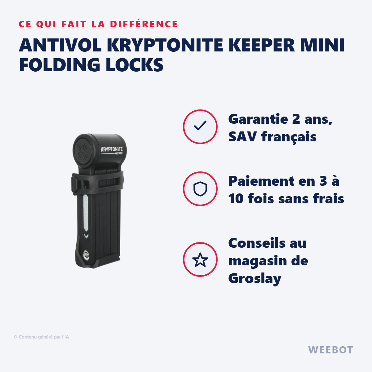 Antivol Kryptonite Keeper Mini Folding locks : les points forts