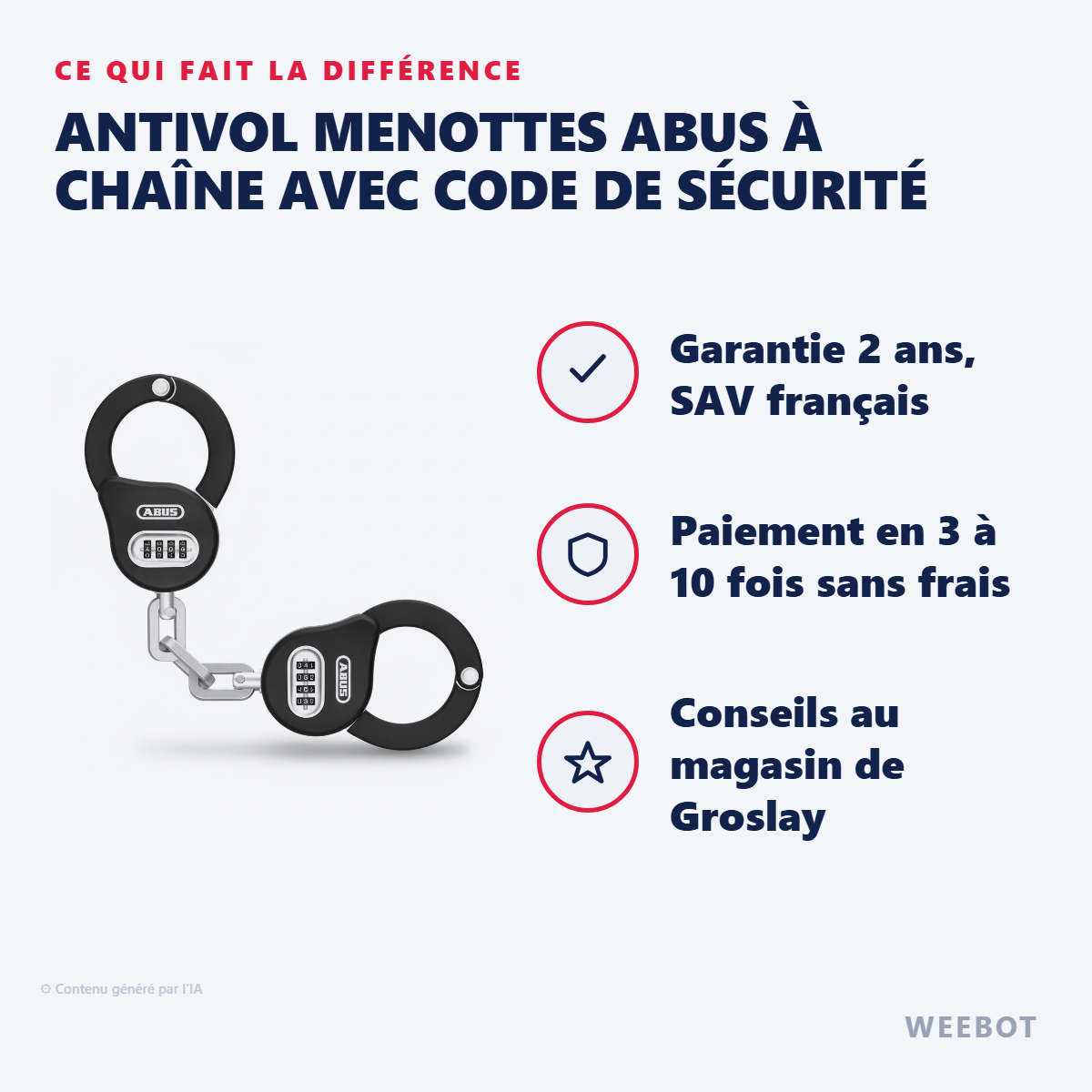 Antivol Menottes Abus à Chaîne avec Code de Sécurité : les points forts