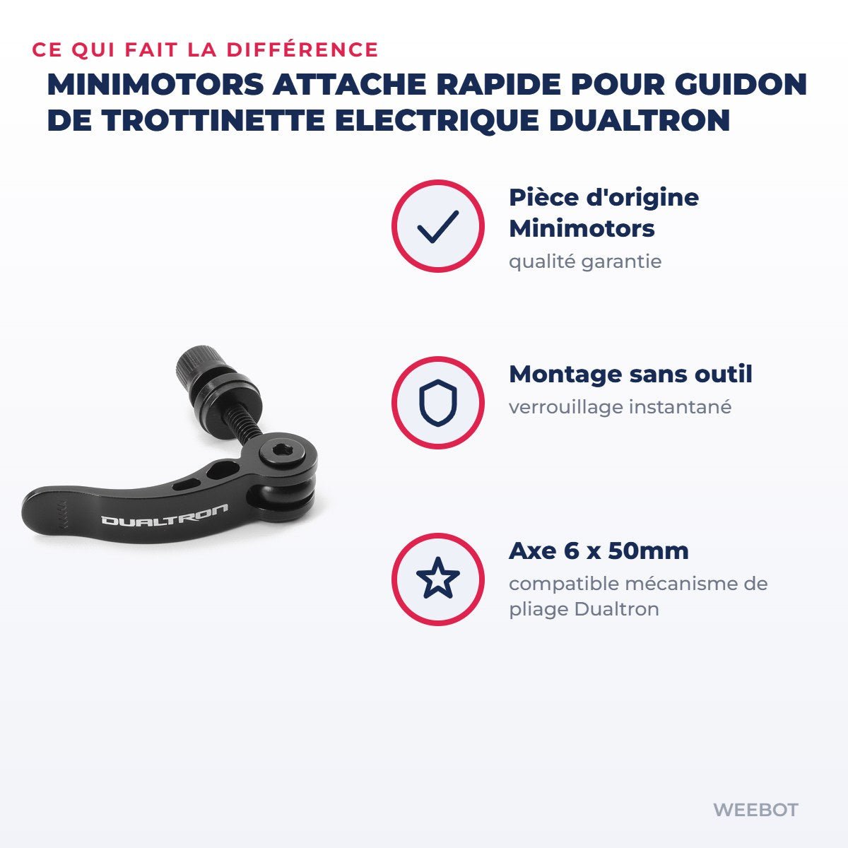 Attache rapide pour Guidon de Trottinette Electrique Dualtron - Weebot