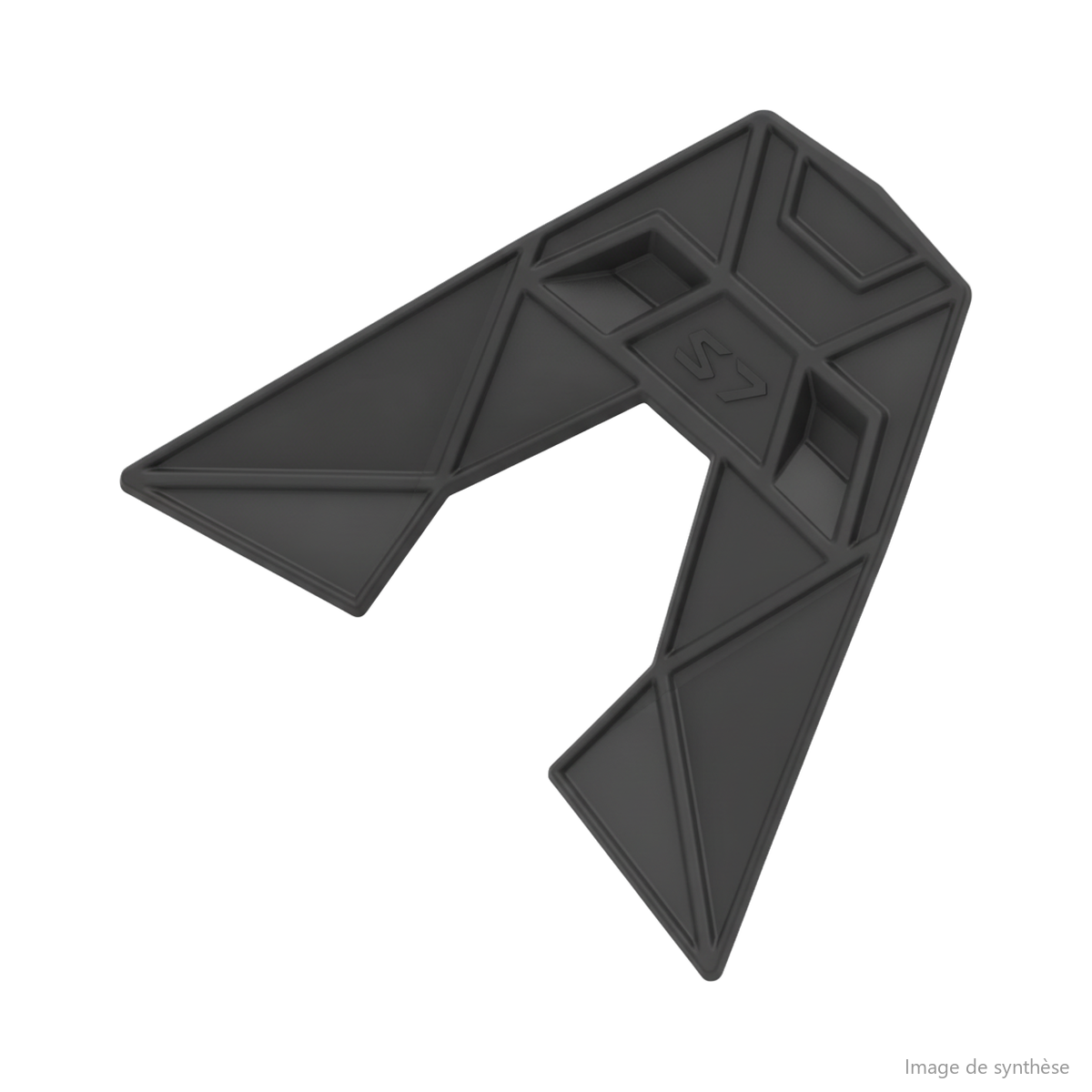 Schéma technique d'un autocollant d'aileron arrière en caoutchouc marqué S7 pour trottinette électrique Rovoron S7