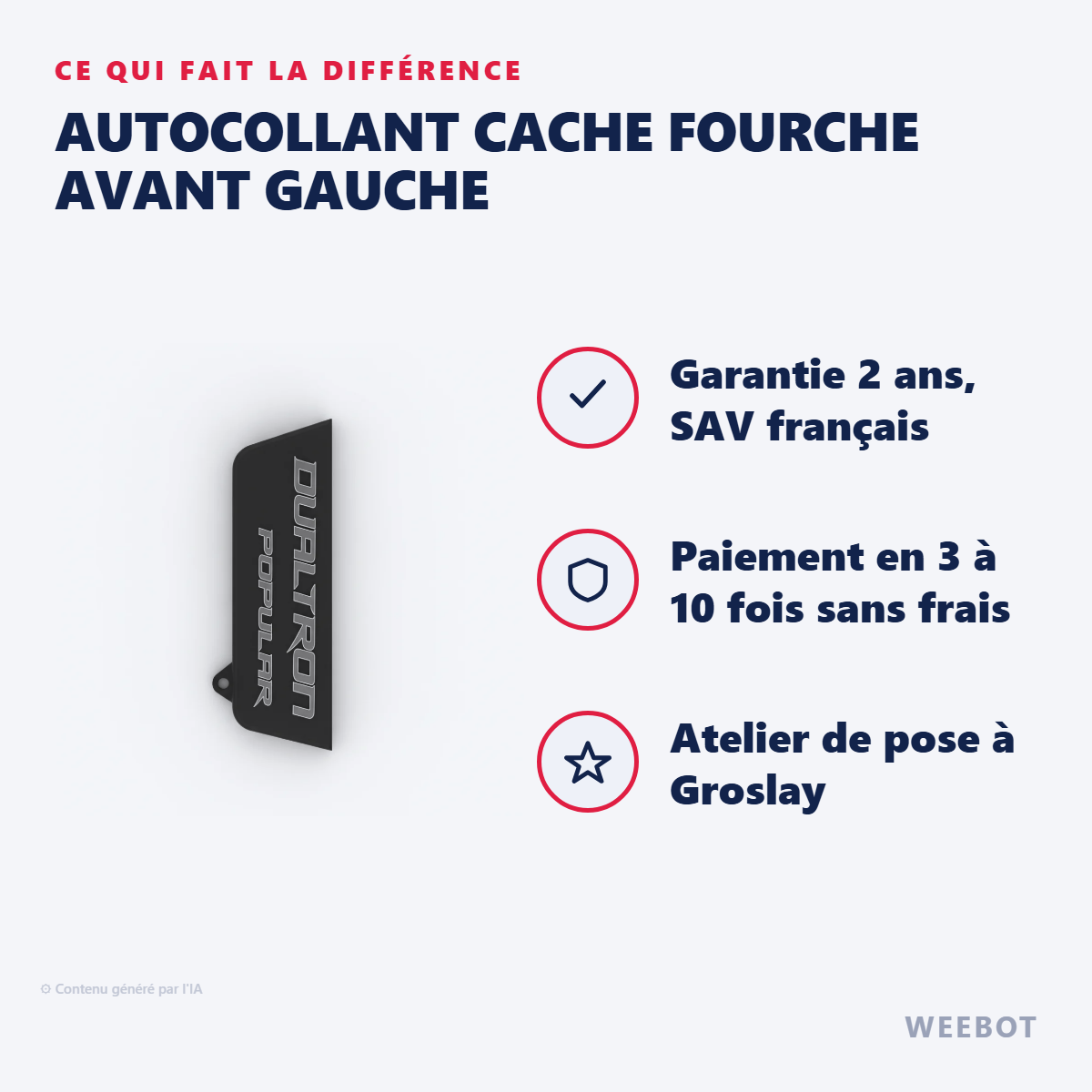 Autocollant Cache Fourche Avant Gauche : les points forts