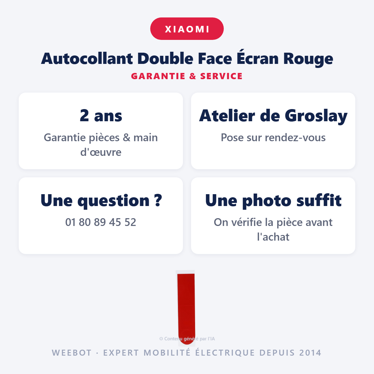 Autocollant Double Face Écran Rouge : garantie 2 ans et service après-vente