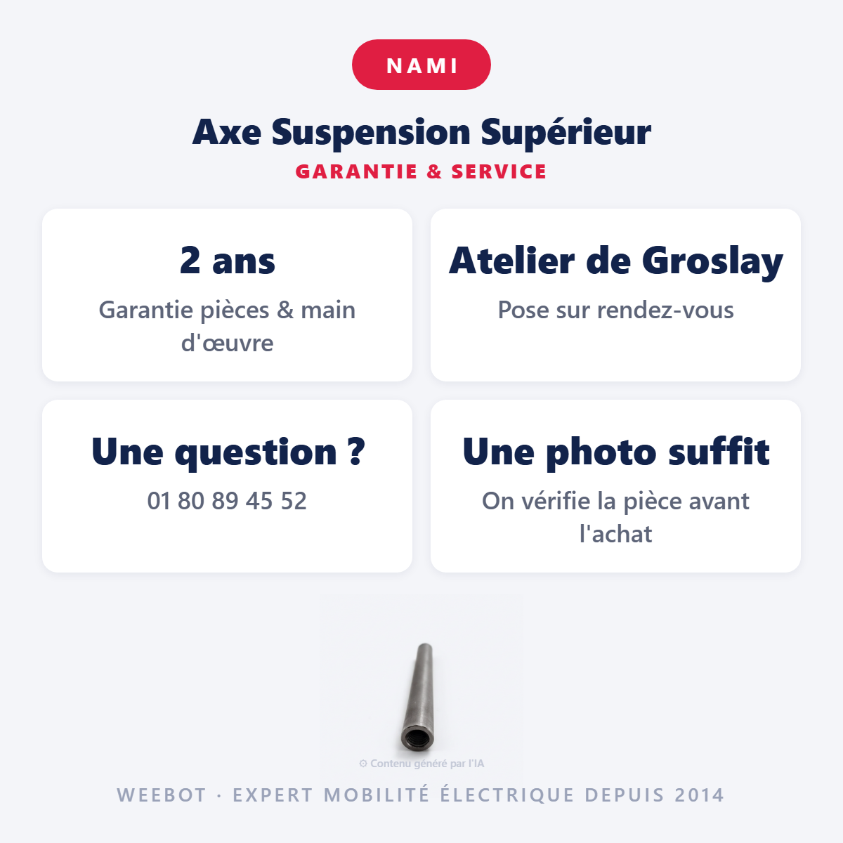 Axe Suspension Supérieur : garantie 2 ans et service après-vente