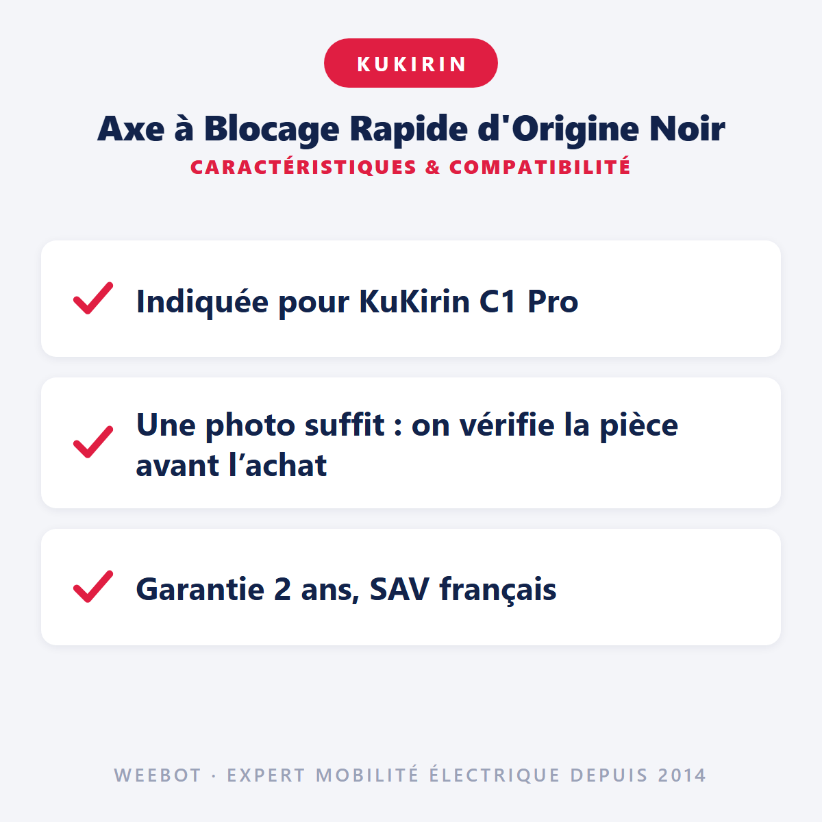 Axe à Blocage Rapide d'Origine Noir : caractéristiques et compatibilité