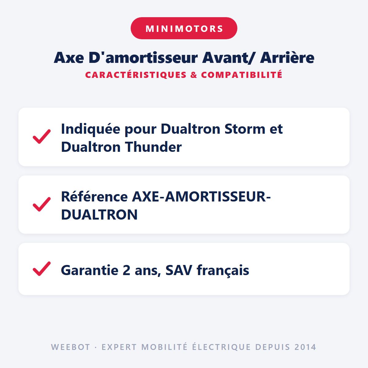 Axe D'amortisseur Avant/ Arrière : caractéristiques et compatibilité