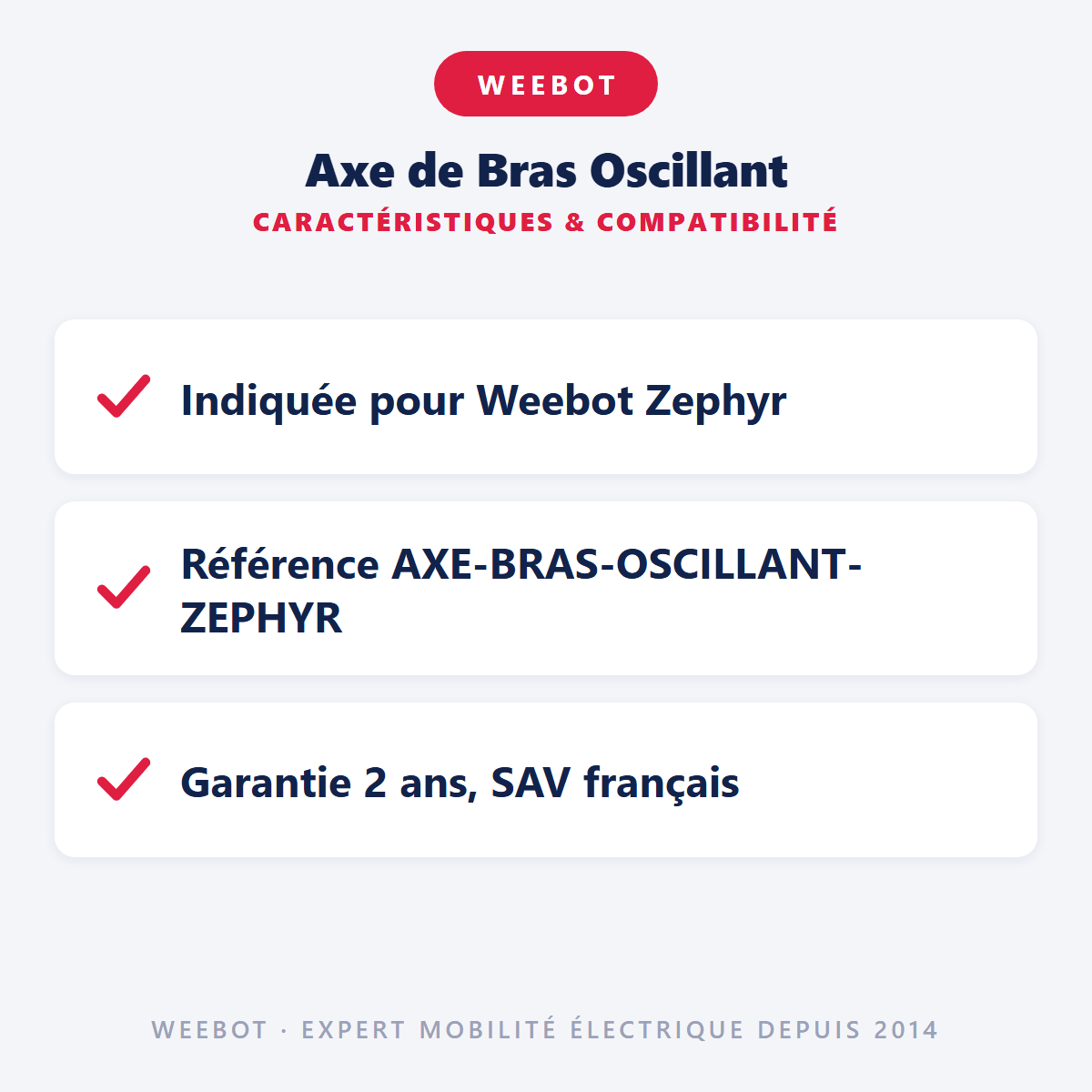 Axe de Bras Oscillant pour Trottinette Électrique Weebot Zephyr - Weebot