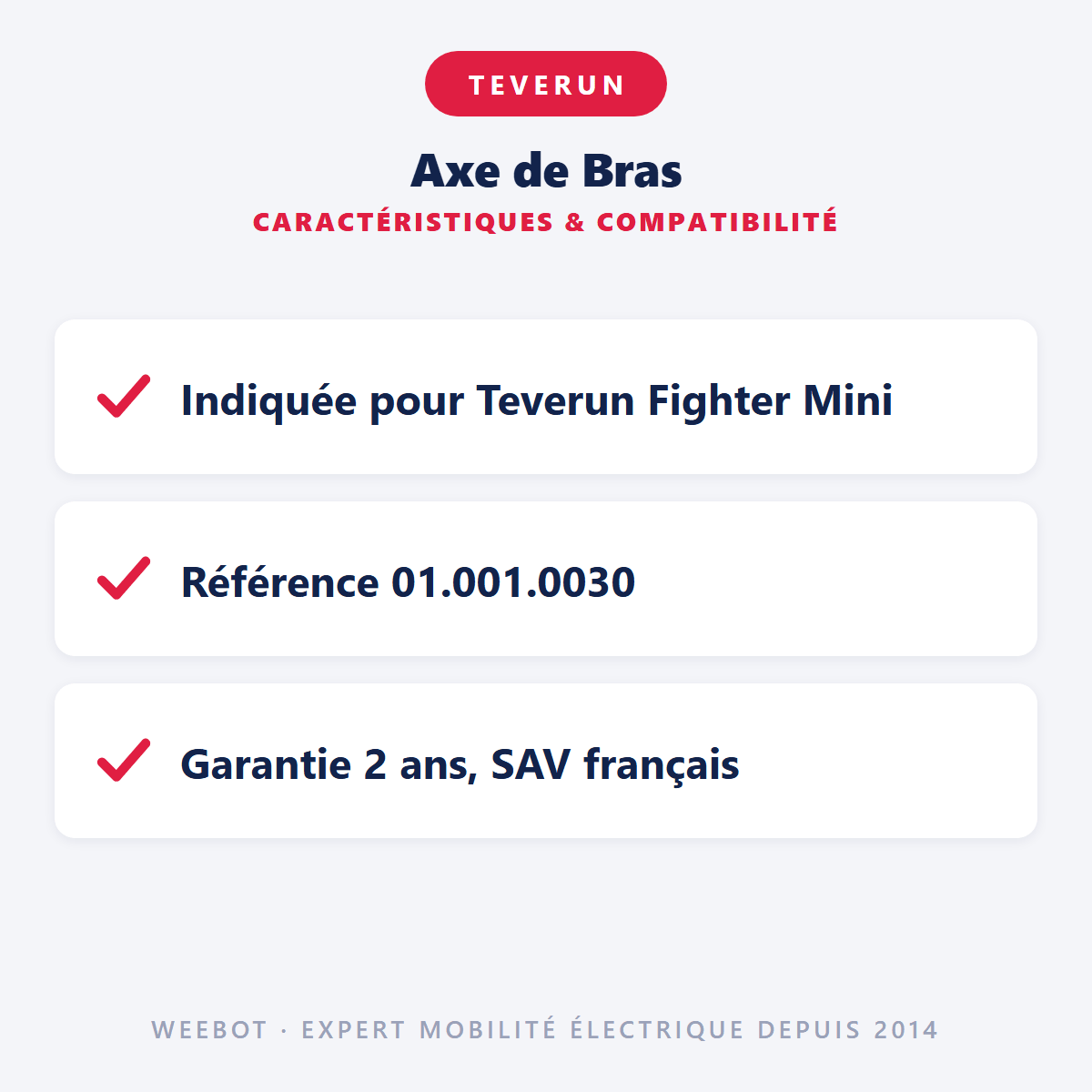 Axe de Bras pour Trottinette Electrique Fighter Mini - Teverun - Weebot