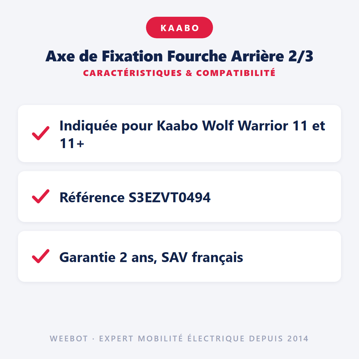 Axe de Fixation Fourche Arrière 2/3 : caractéristiques et compatibilité