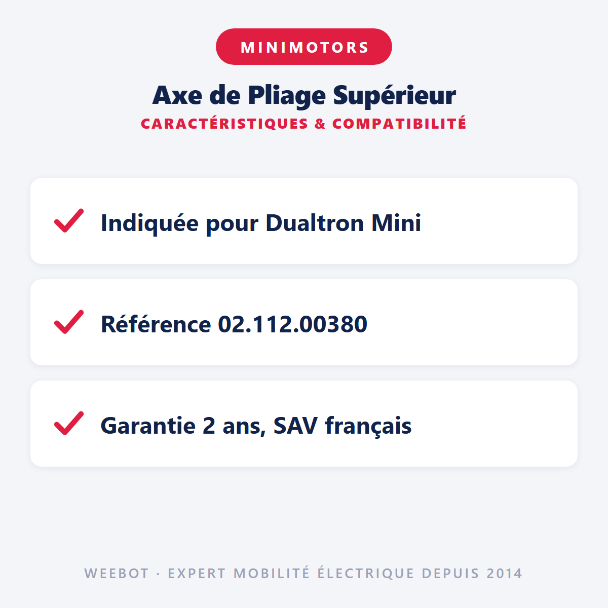 Axe de Pliage Supérieur pour Trottinette Électrique Minimotors Dualtron Mini - Weebot