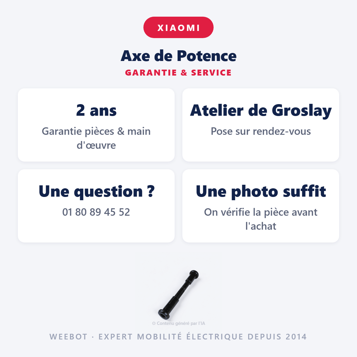 Axe de Potence pour Trottinette Electrique Xiaomi M365 - Weebot