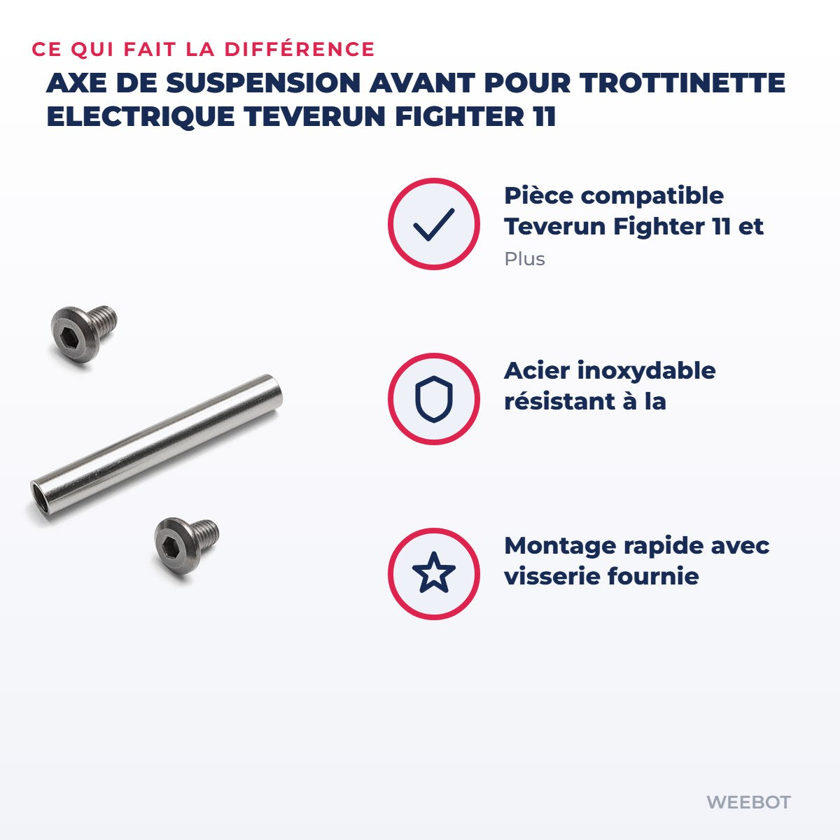 Axe de Suspension avant pour Trottinette Electrique Teverun Fighter 11 — points forts