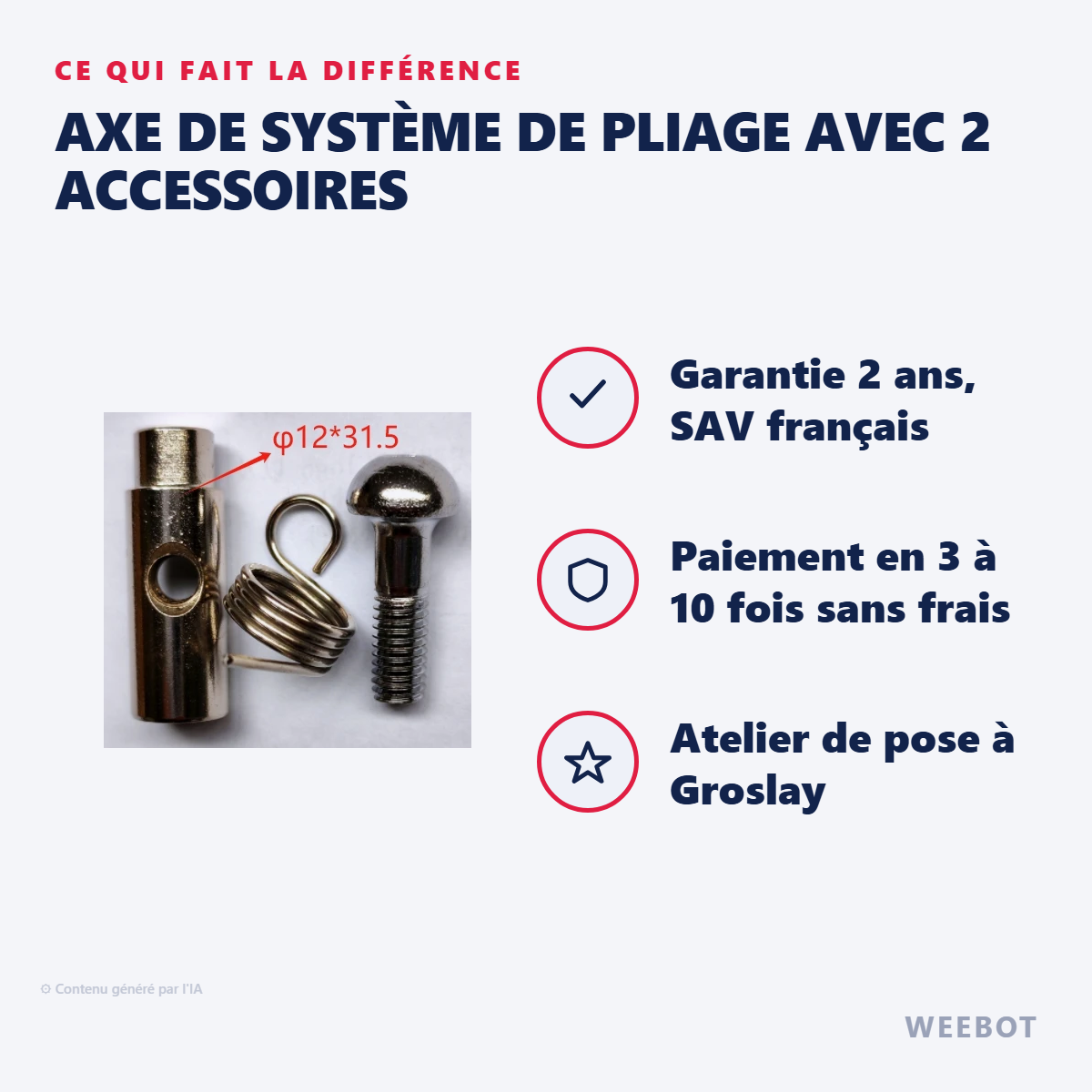 Axe de Système de Pliage avec 2 Accessoires : les points forts