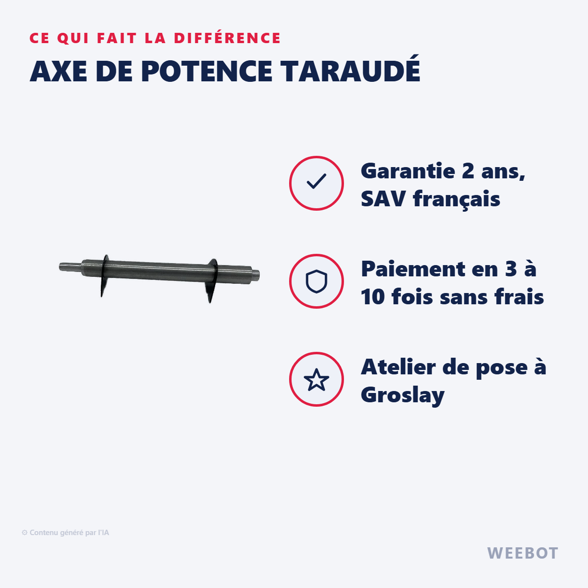 Axe de Potence Taraudé : les points forts