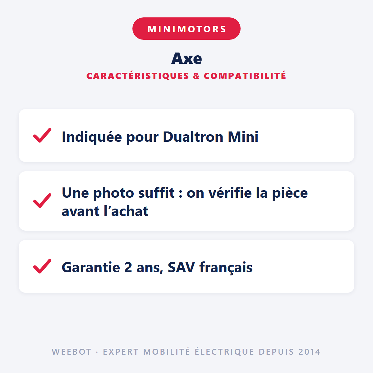 Axe pour Trottinette Électrique Dualtron Mini - Weebot
