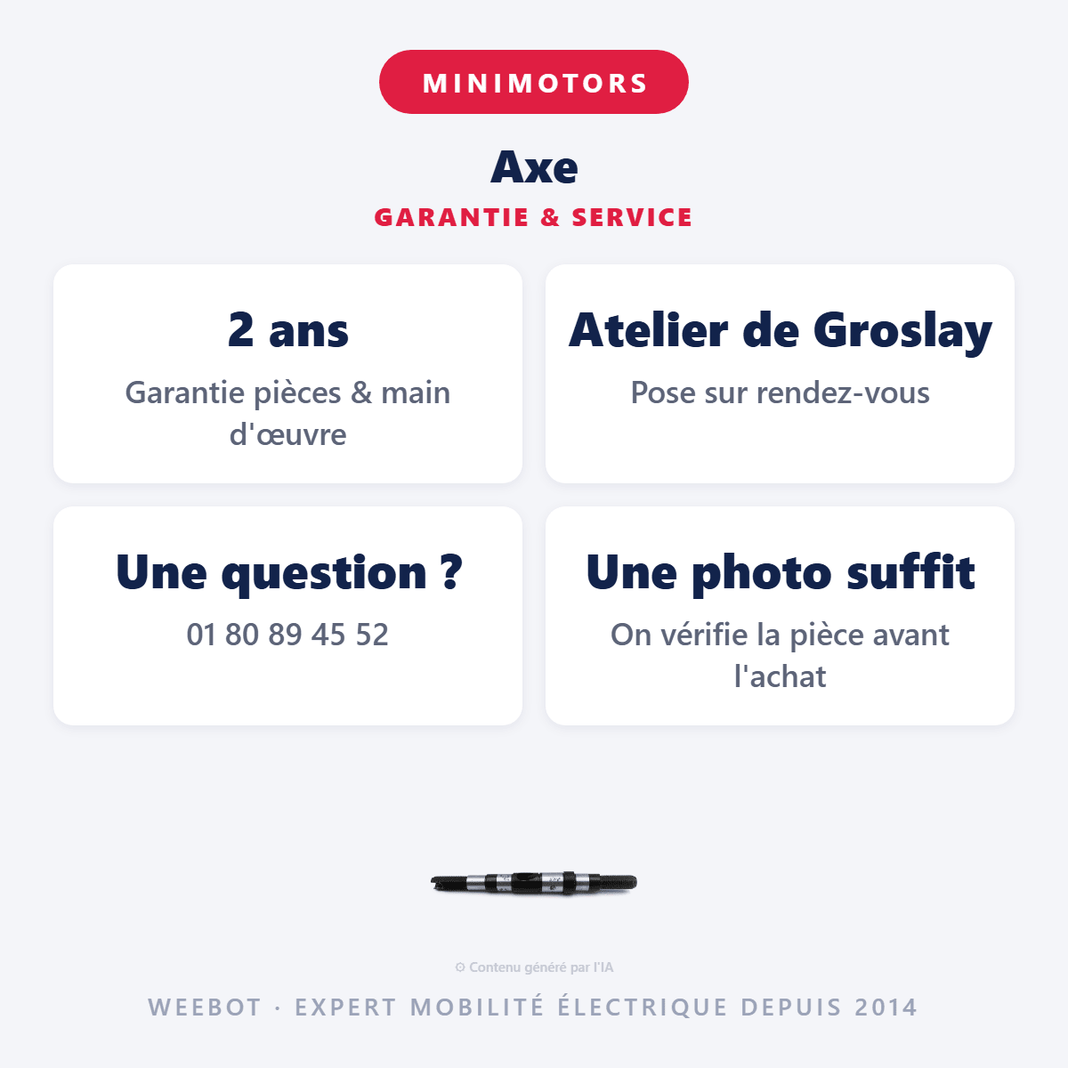 Axe pour Trottinette Électrique Dualtron Mini - Weebot