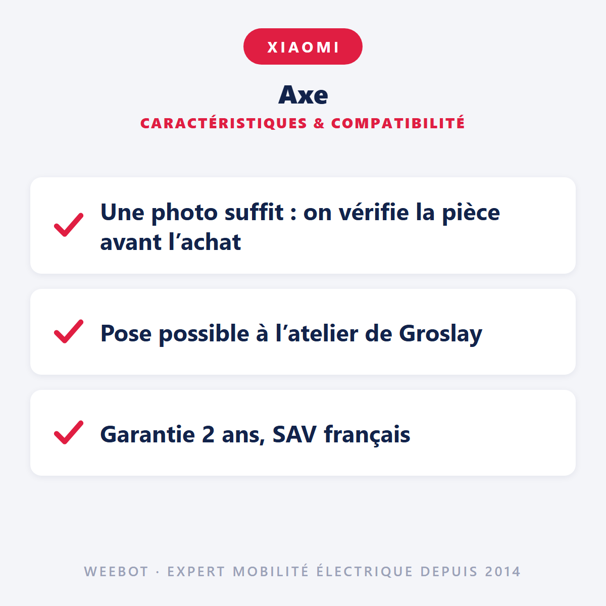 Axe pour Trottinette Électrique Xiaomi Mi3 - Weebot