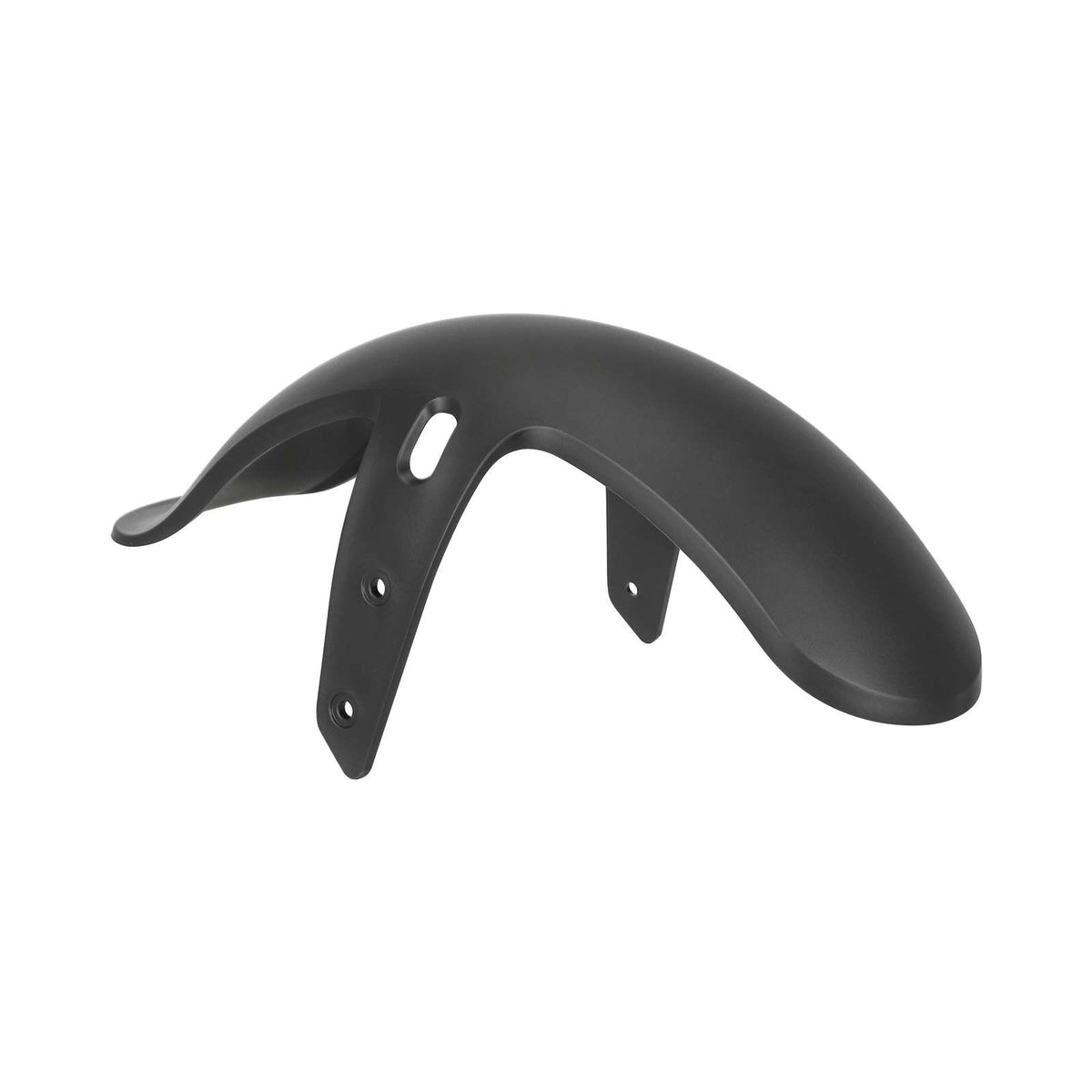 Garde-boue avant noir en plastique vu de profil sur fond blanc