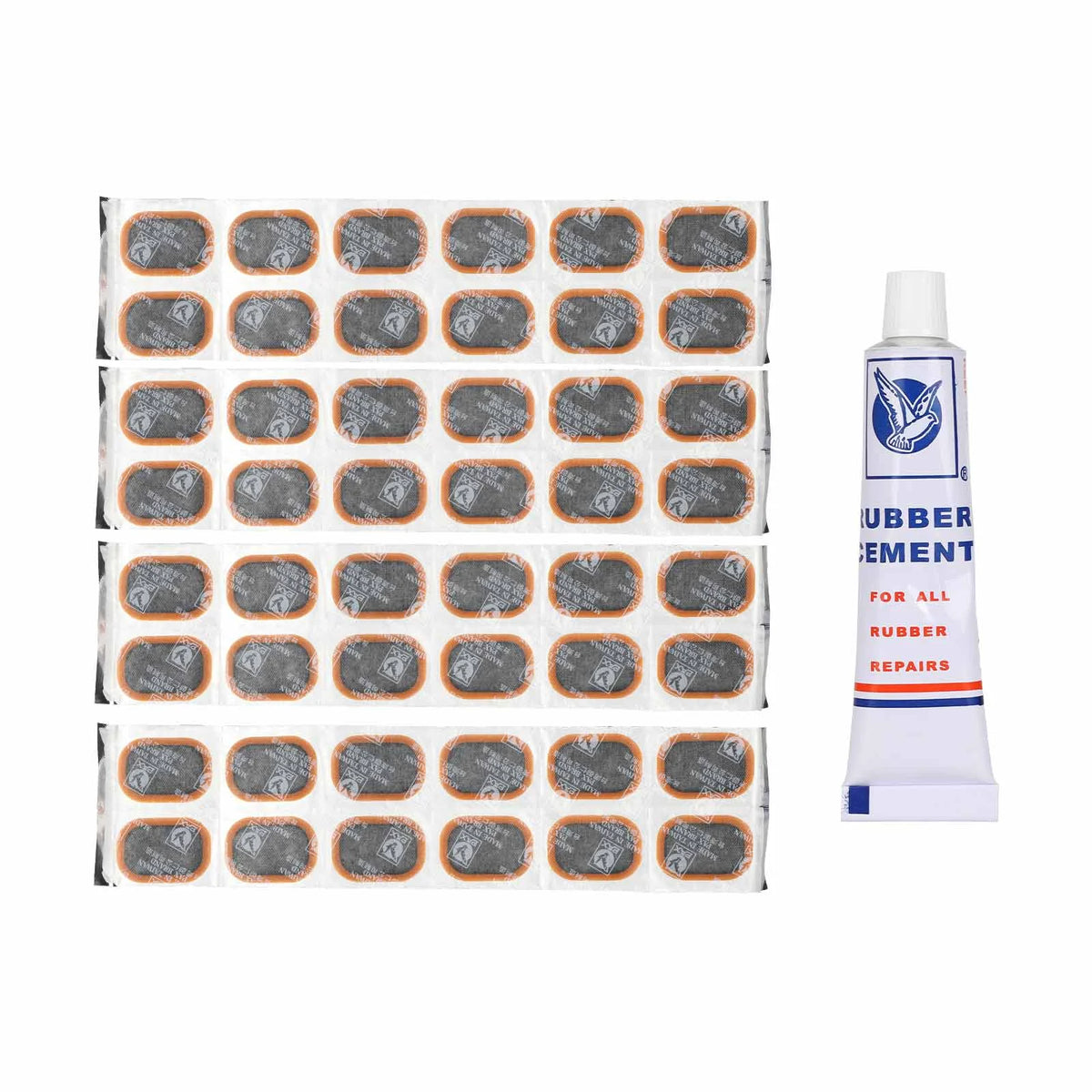 Kit de 48 rustines avec tube de colle pour réparation de chambre à air