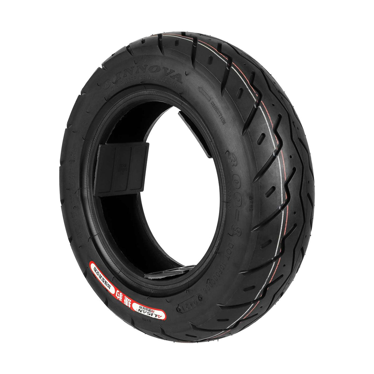 Pneu tubeless Innova 3,00-8 noir vu de trois quarts