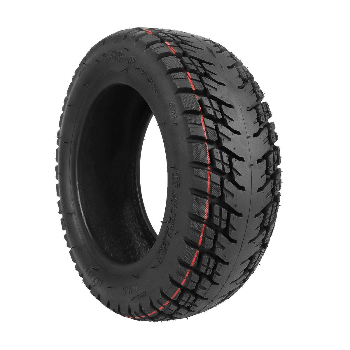 Pneu tubeless tout-terrain 10 pouces noir pour trottinette électrique vu de trois-quarts