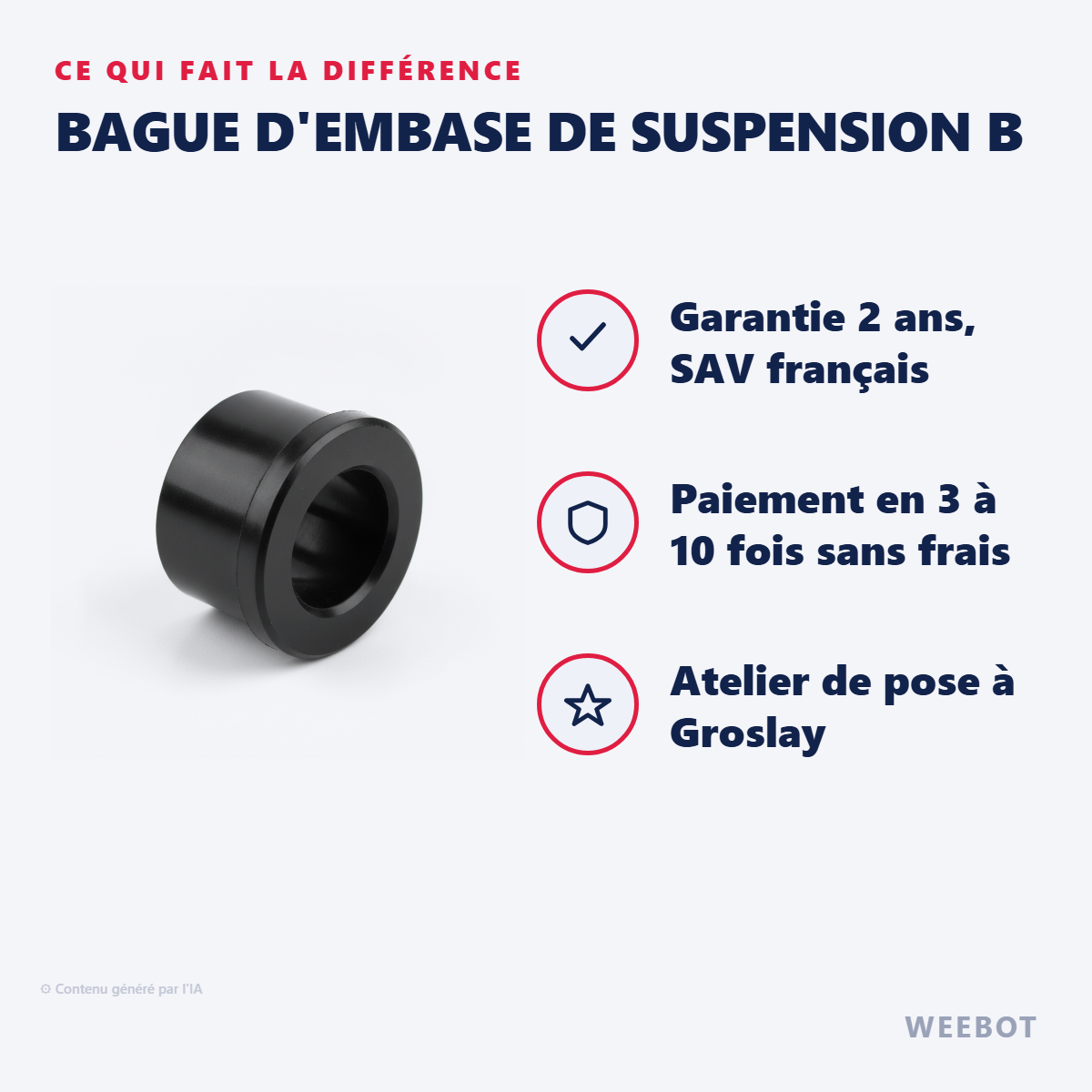 Bague d'Embase de Suspension B : les points forts