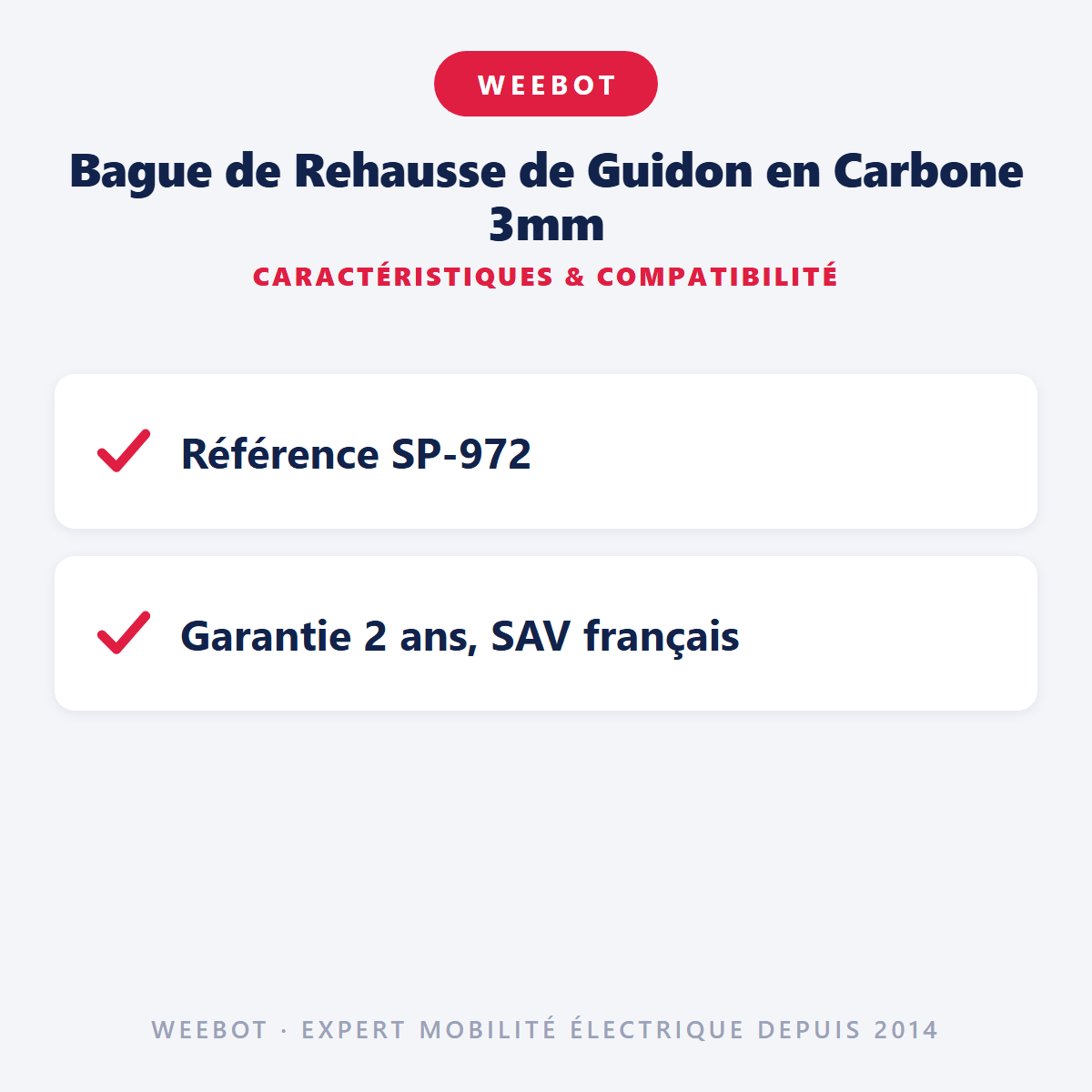 Bague de Rehausse de Guidon en Carbone 3mm pour Trottinette Électrique - Weebot