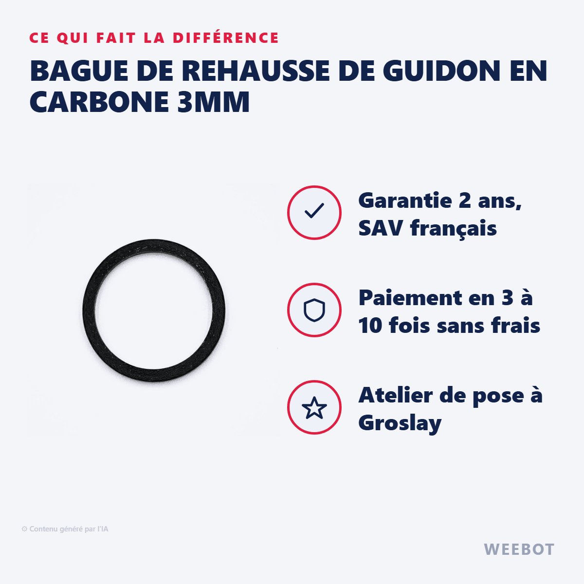 Bague de Rehausse de Guidon en Carbone 3mm pour Trottinette Électrique - Weebot