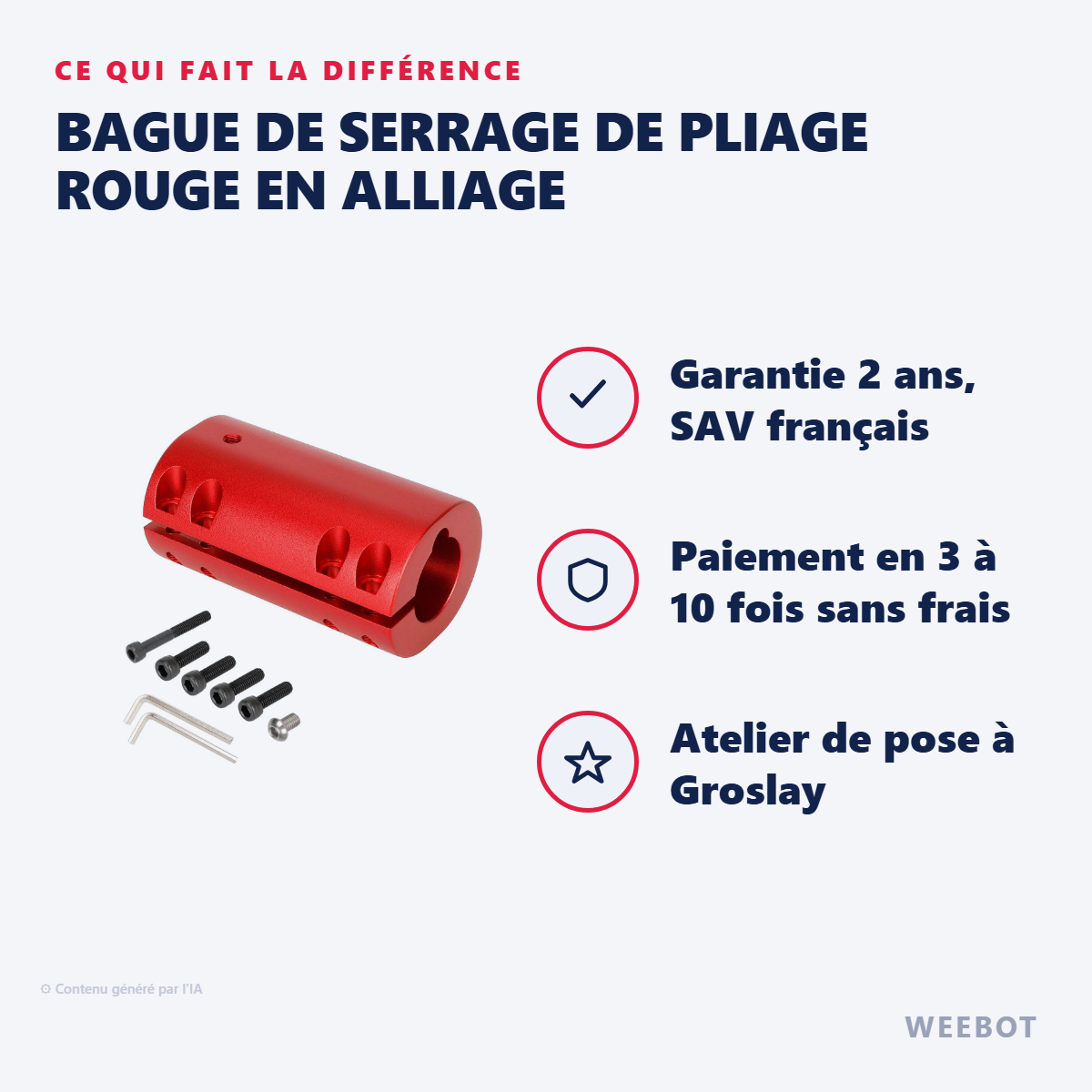 Bague de Serrage de Pliage Rouge en Alliage : les points forts