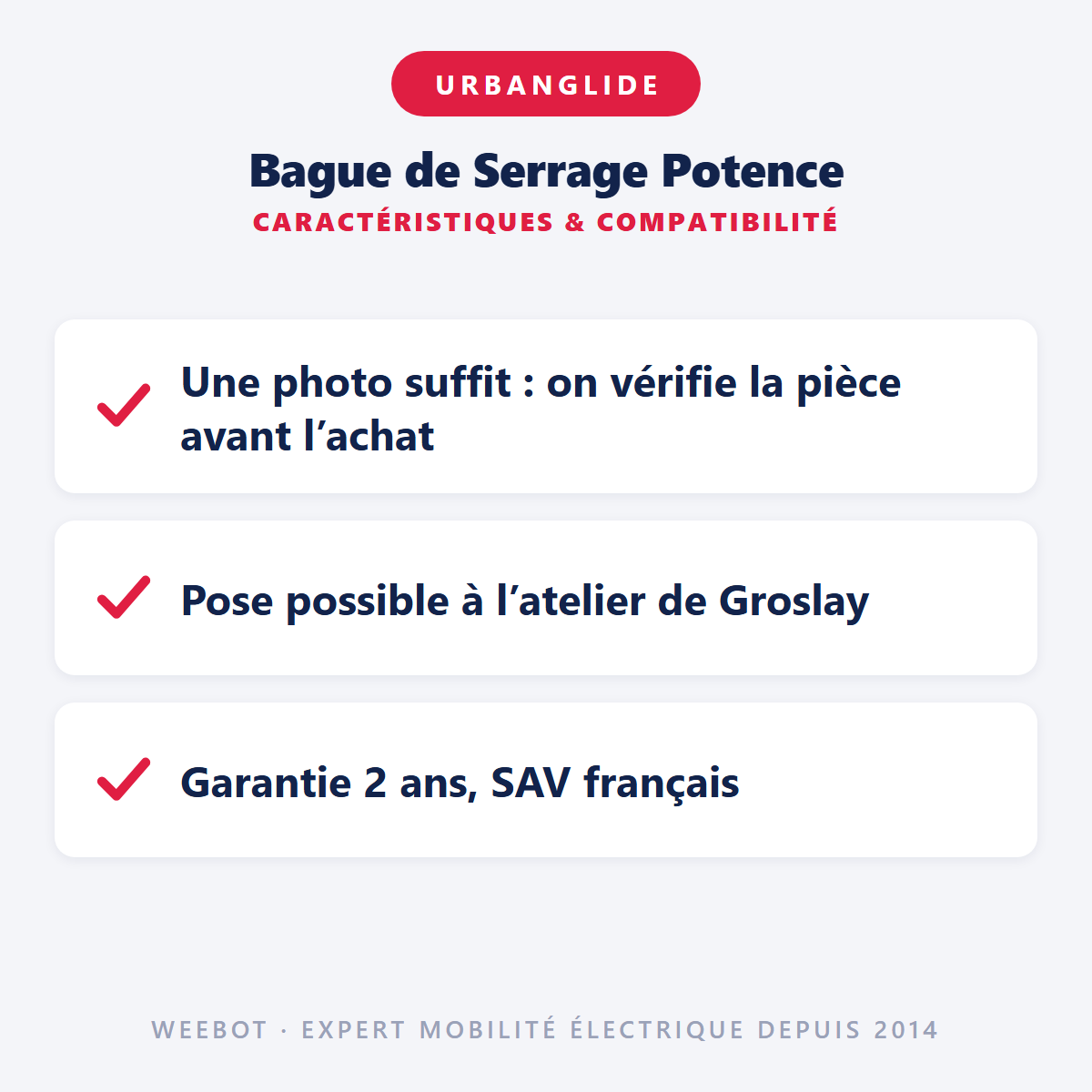 Bague de Serrage Potence pour Trottinette Électrique Urbanglide E-Cross Rouge - Weebot