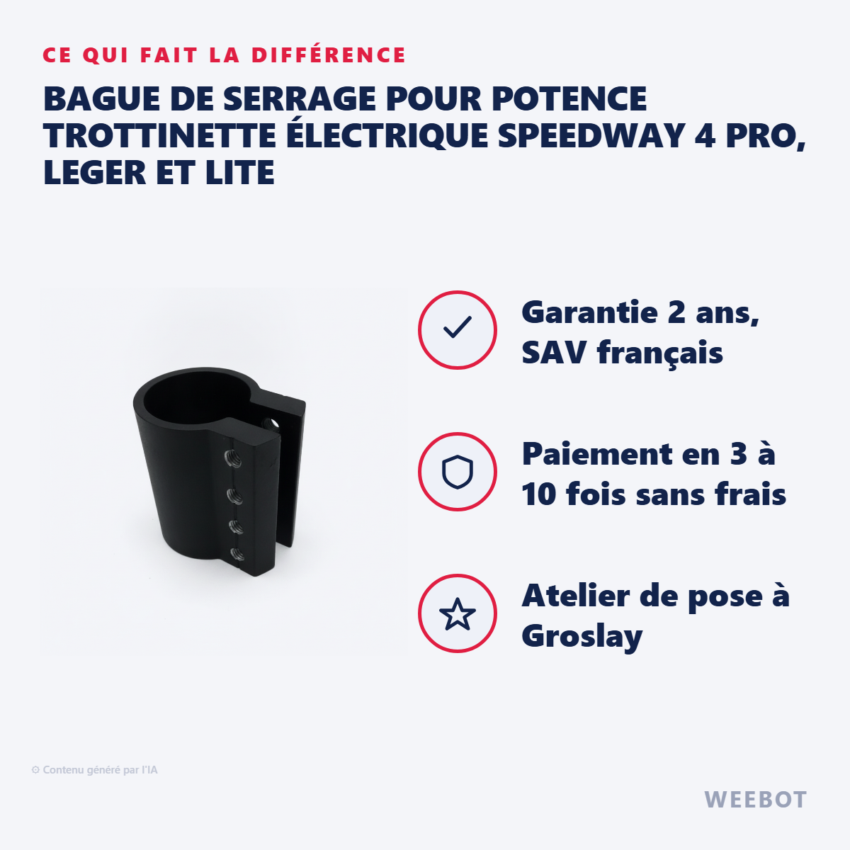 Bague de Serrage pour Potence Trottinette Électrique Speedway 4 Pro, Leger et Lite : les points forts