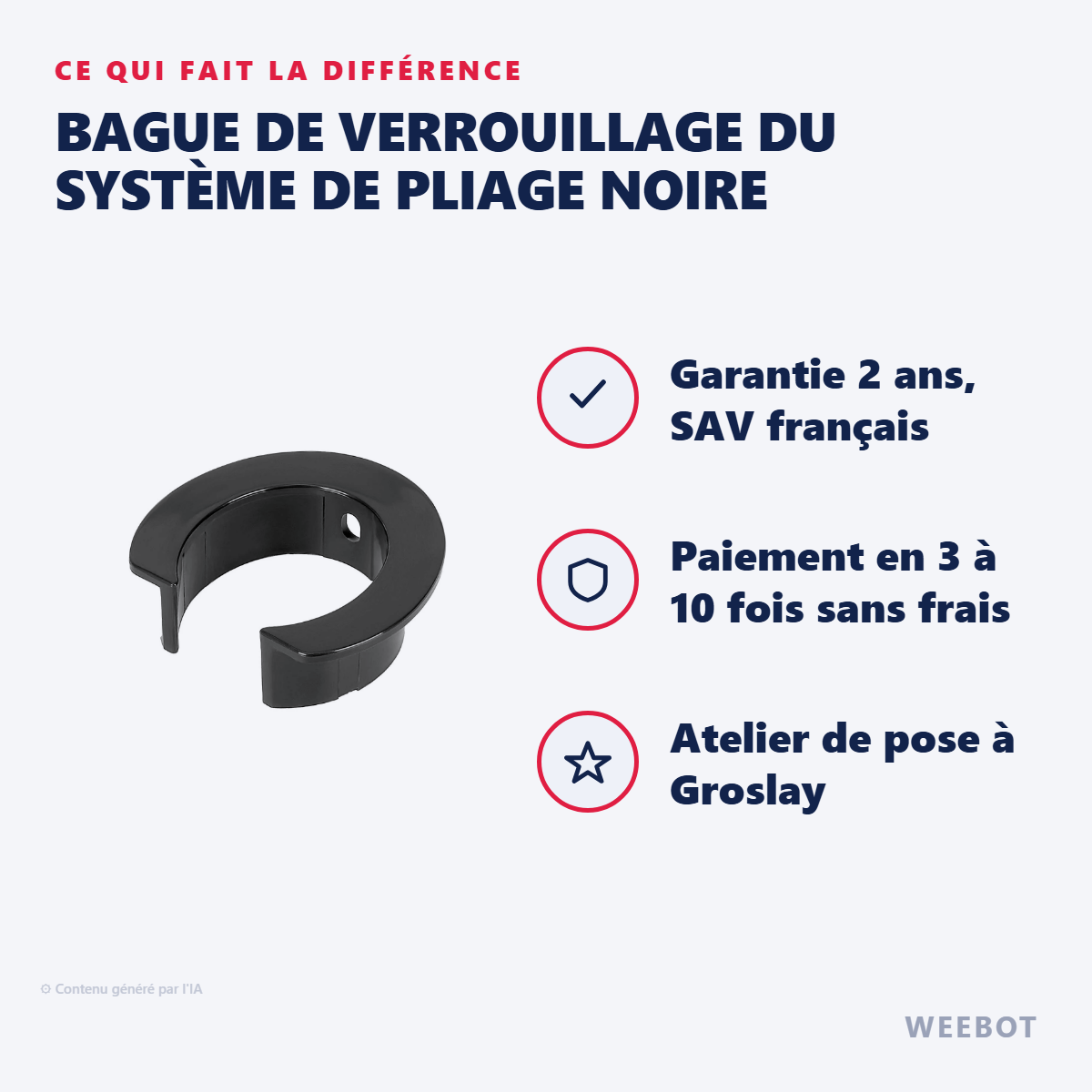Bague de Verrouillage du Système de Pliage Noire : les points forts