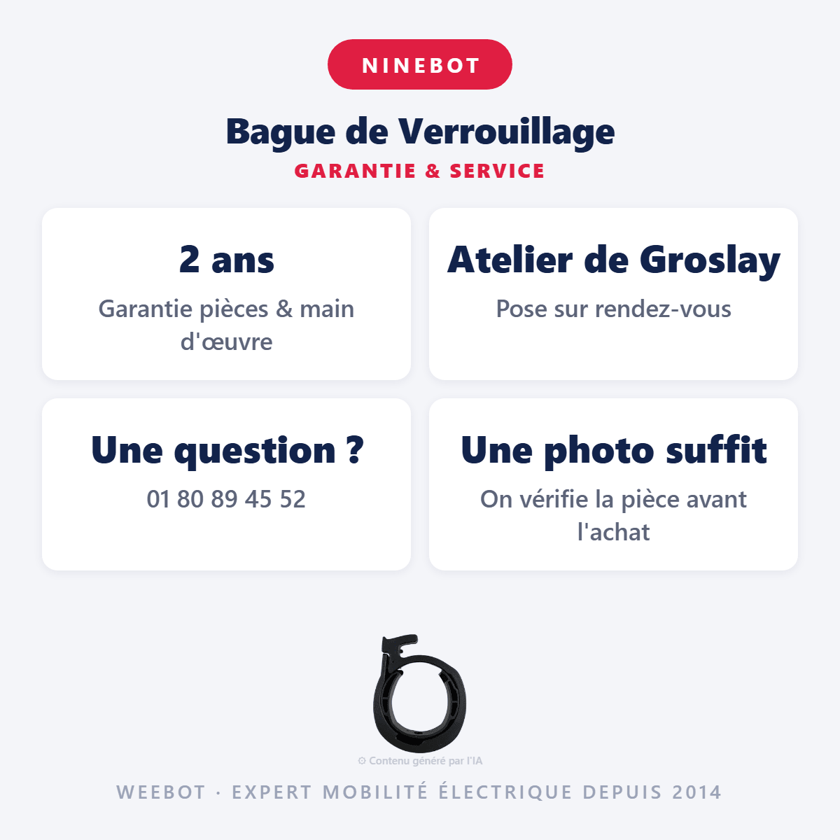 Bague de Verrouillage pour Trottinette Électrique Ninebot G30 Max (Verrouillage Levier) - Weebot