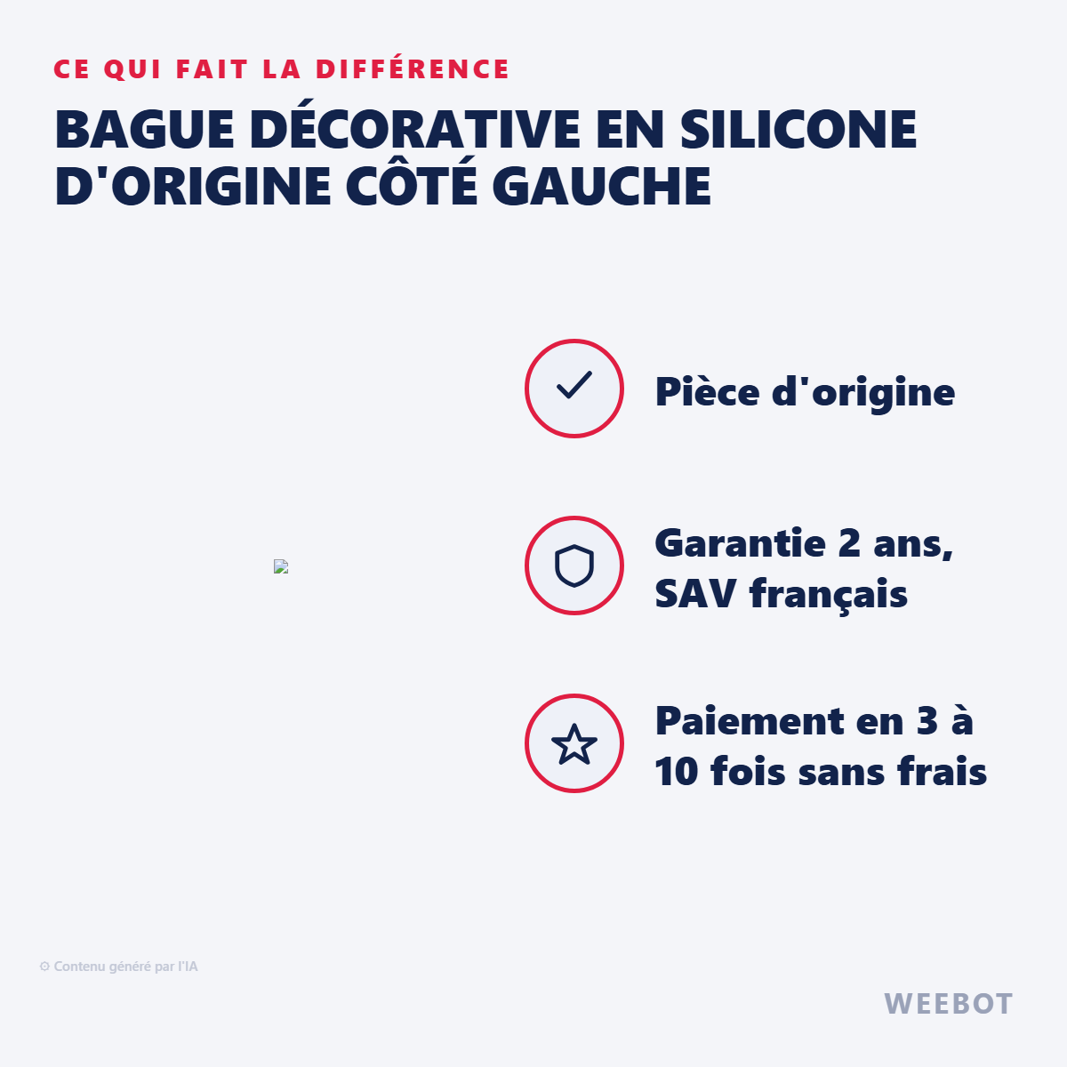 Bague Décorative en Silicone d'Origine Côté Gauche : les points forts