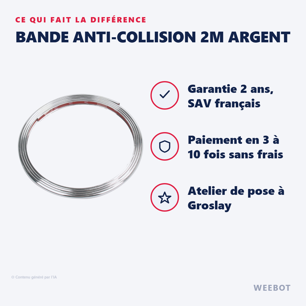 Bande Anti-Collision 2m Argent : les points forts