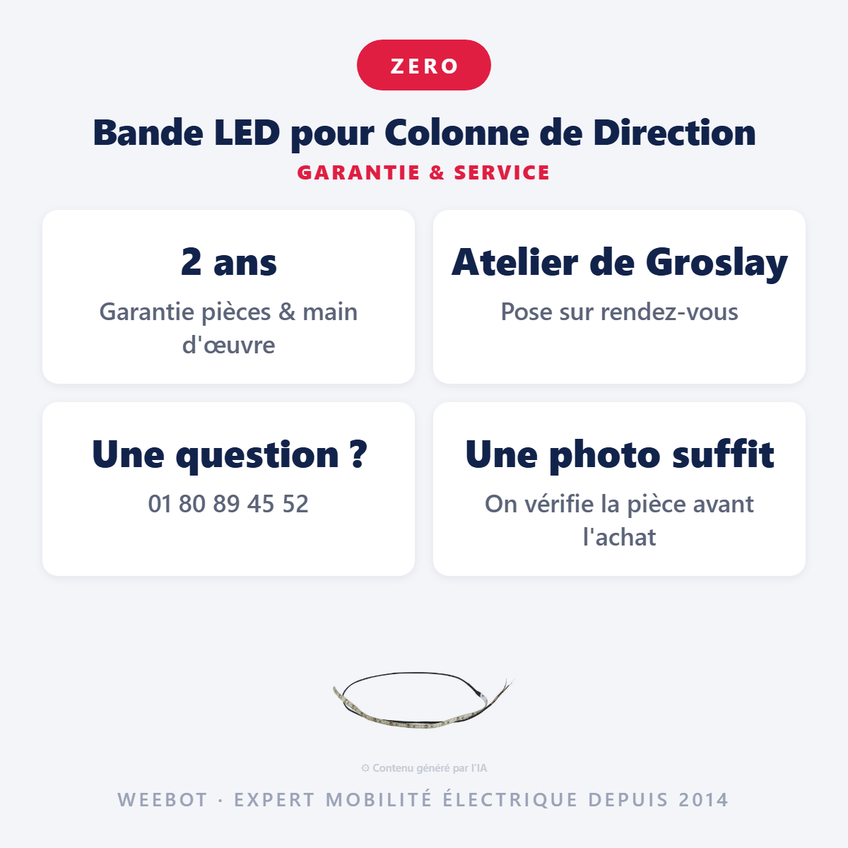 Bande LED pour Colonne de Direction pour Trottinette Électrique Z9 / Z10 - Weebot